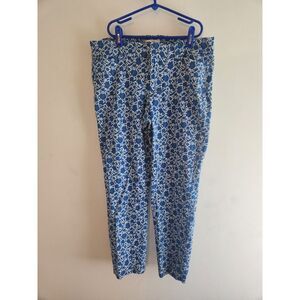 Old Navy The Diva Mid-Rise Pixie Straight Leg Pants Size 10- Blue White Floral